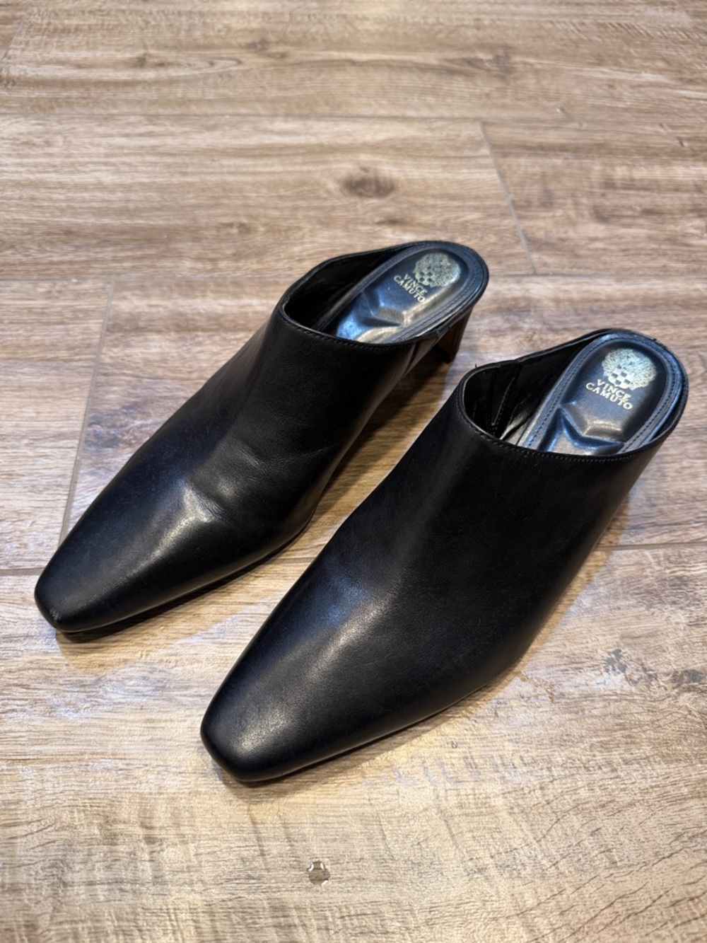 Vince Camuto Alexie Black Leather Slip-On Mule Sz 12M